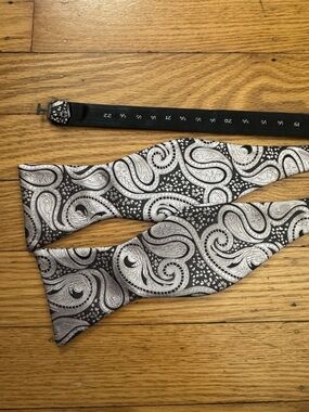 Black and Silver Paisley Self-Tie Bow Tie